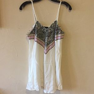 White flowy dress with embroidered top